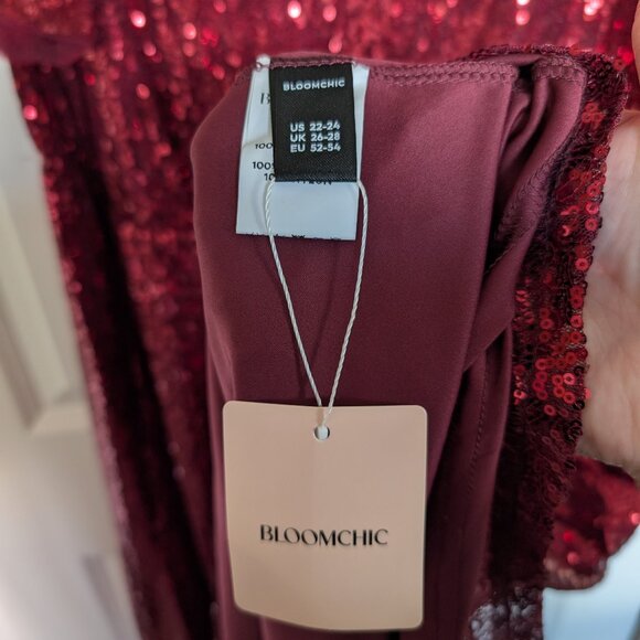 BLOOMCHIC Sequin V Neck Elastic Waist Dress SIZE 3X - Picture 3 of 3